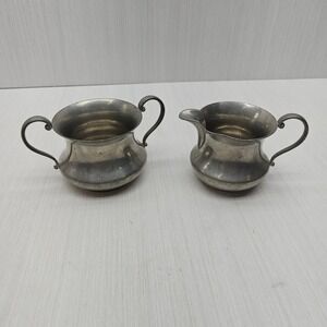 Vintage Queen City Silver Co Pewter Cream and Sugar Set 100 Cincinnati Ohio